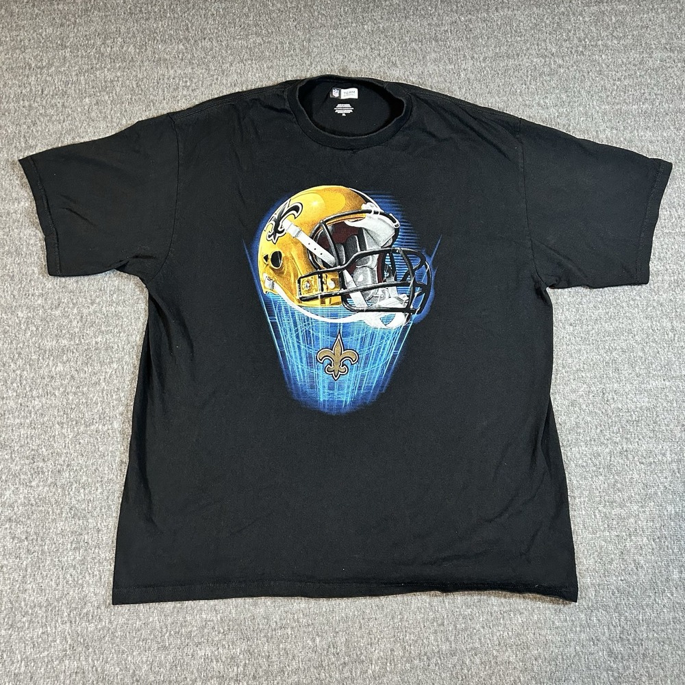 New Orleans Saints NFL Team Apparel T-Shirt Mens XL Black Hologram Louisiana Fan